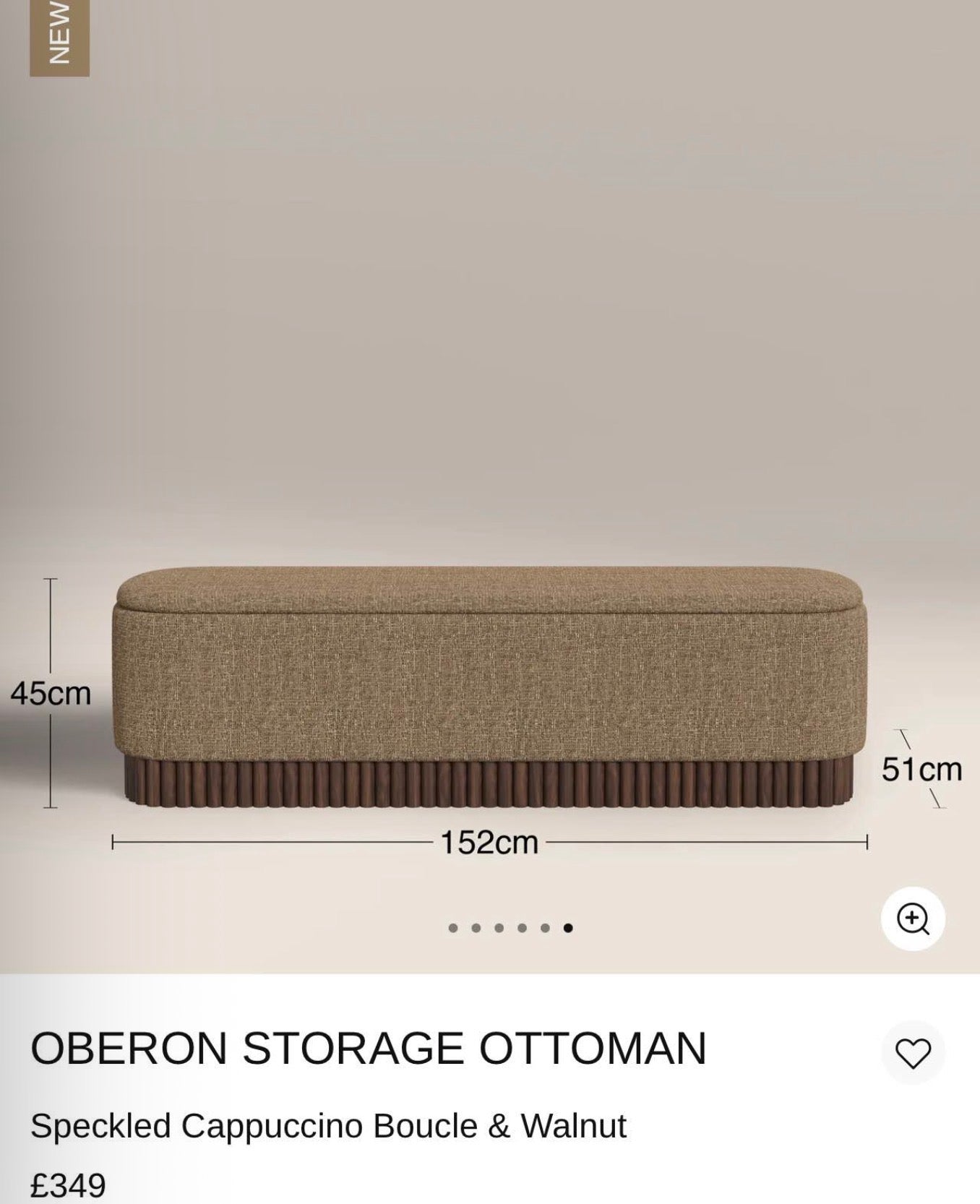 Speckled Cappuccino Boucle Storage Ottoman