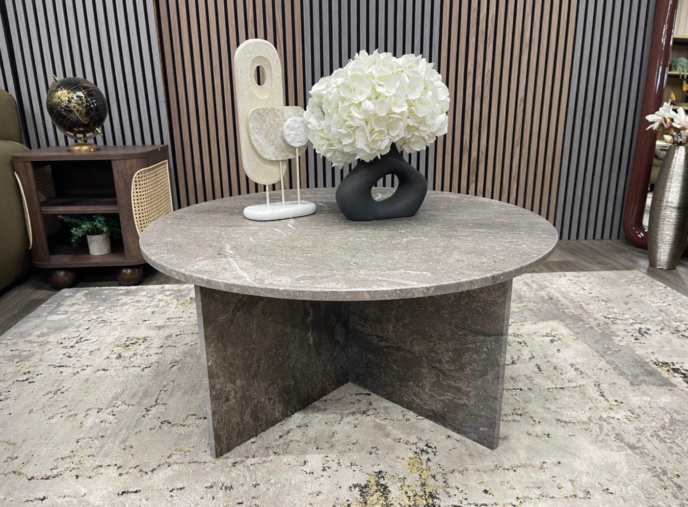 Vega Round Grey Marble Coffee Table