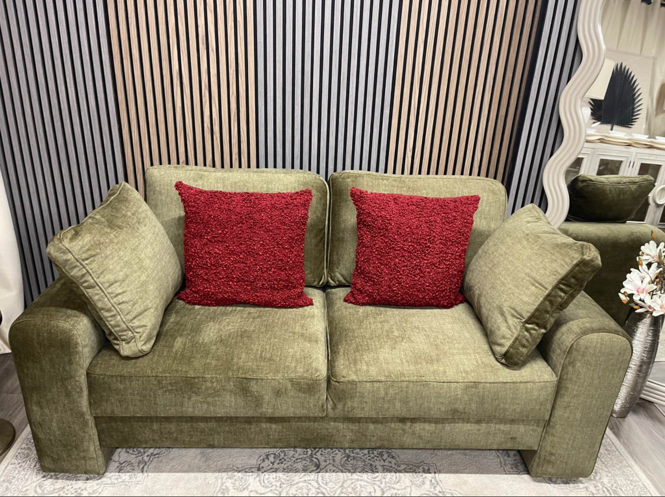 Moss Green Velvet Sofa
