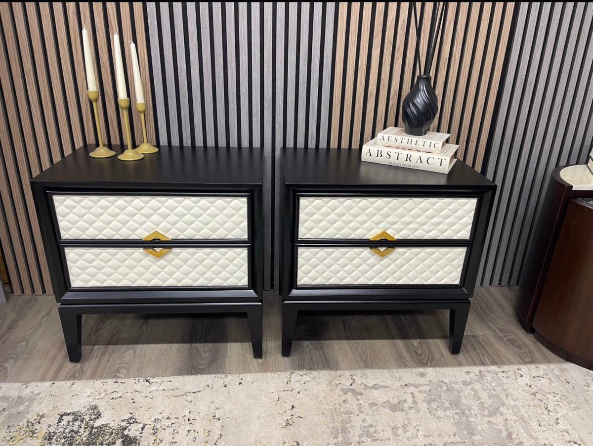 Black And White Bedside Tables x2