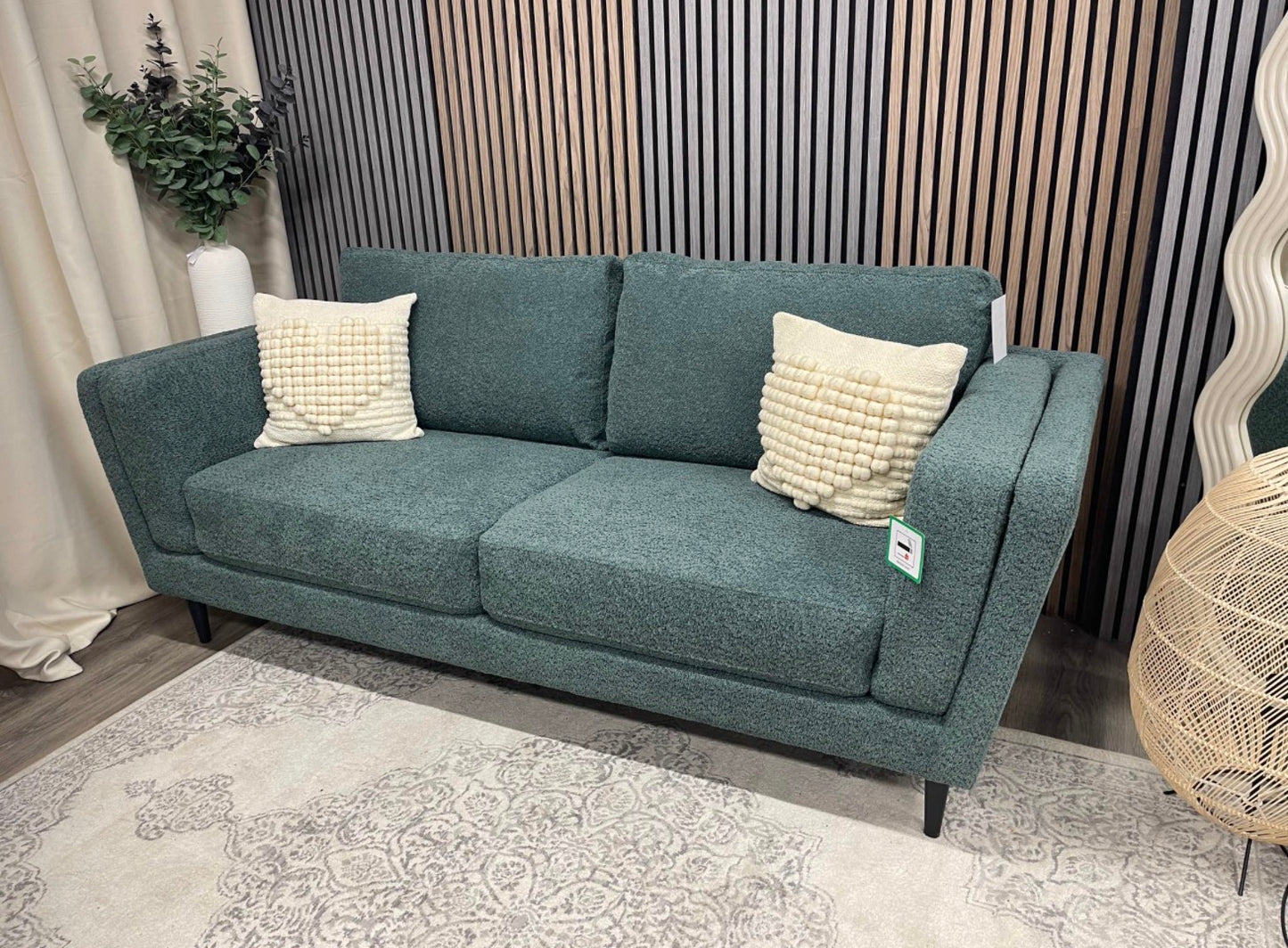 Teal Chenille 3 Seater Sofa