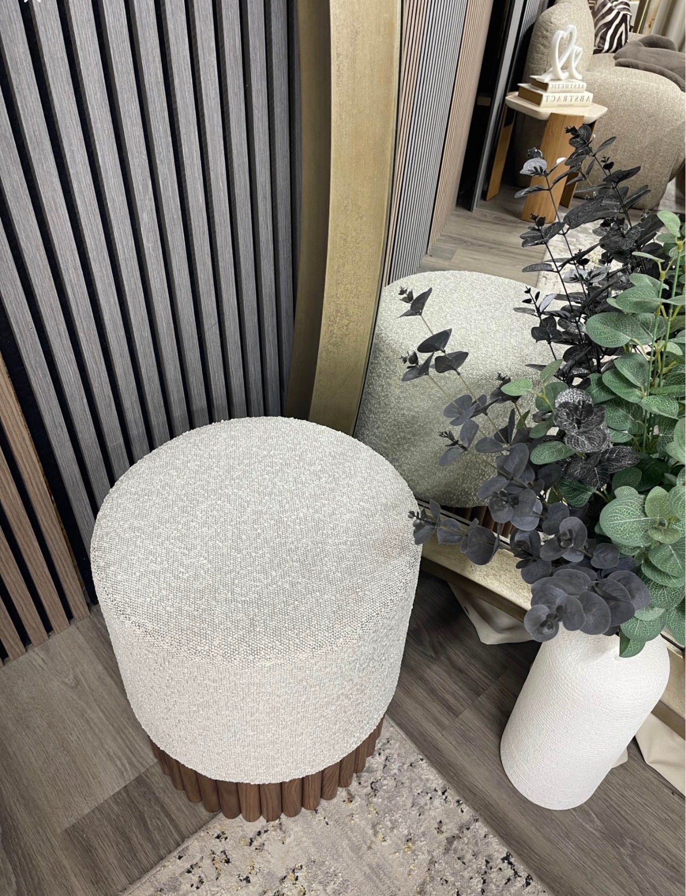Speckled Stone Boucle Pouffe