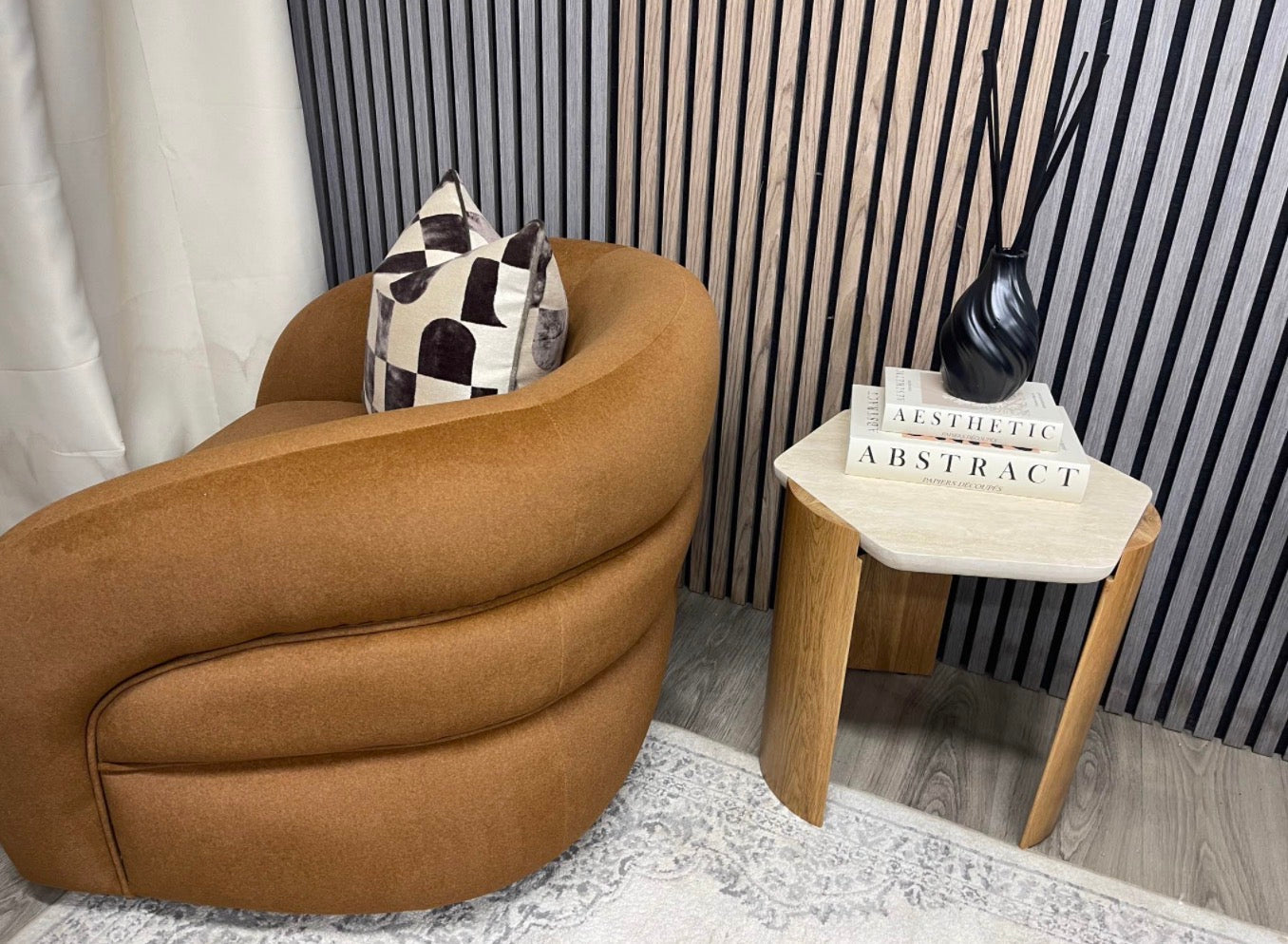 Caramel Brown Velvet Swivel Accent Chair