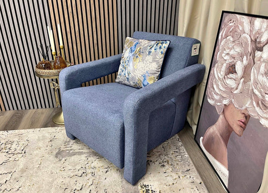 Navy Boucle Accent Chair